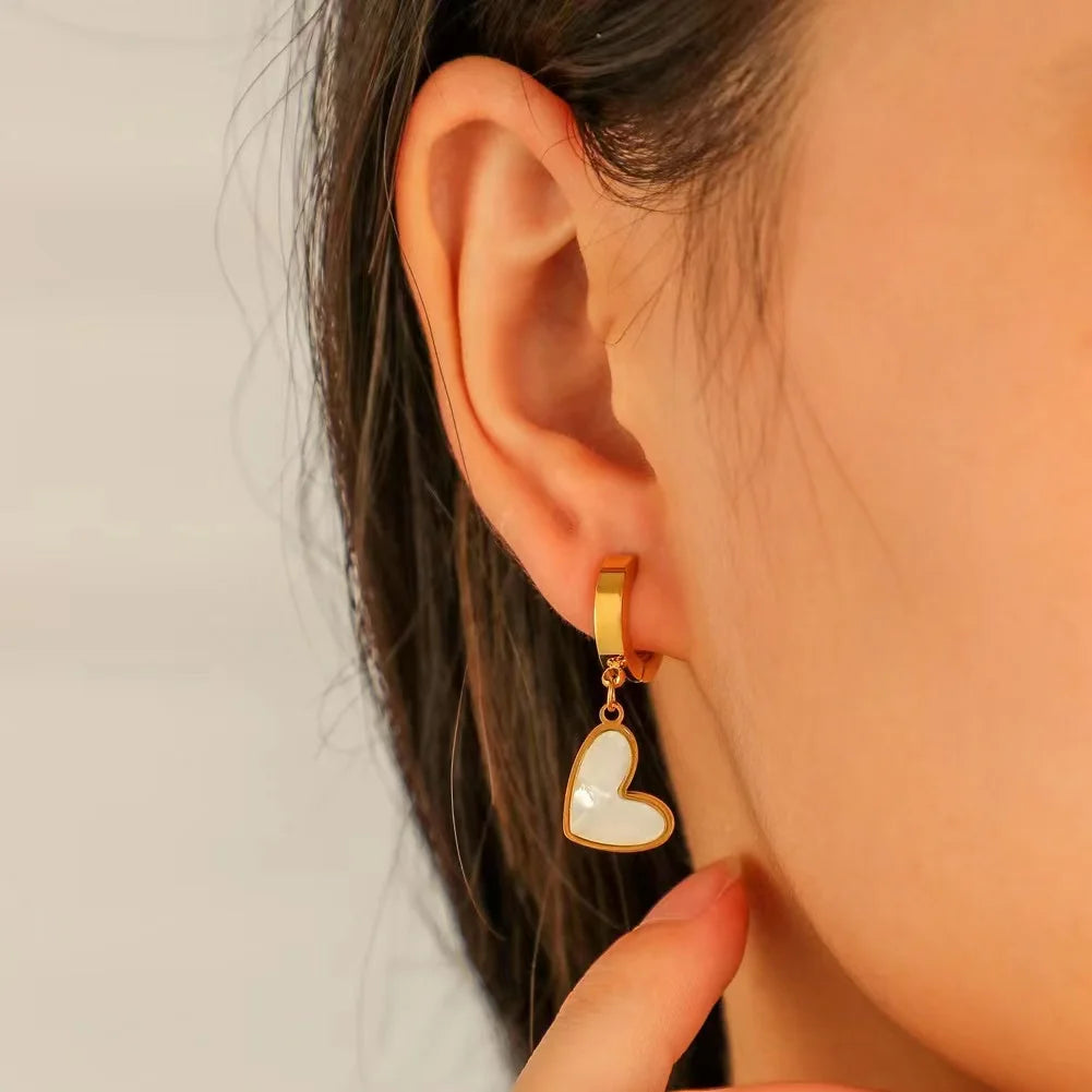 Black Heart Gold Earrings